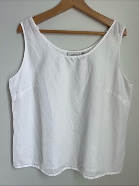 Covington | Women’s White Linen Cotton Blend Scoop Neck Tank Top Size XL
